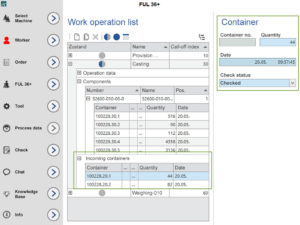 Management of the containers for the operation of an order