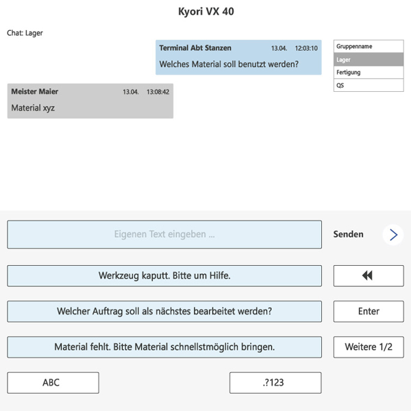 EMC Chat am Maschinenterminal