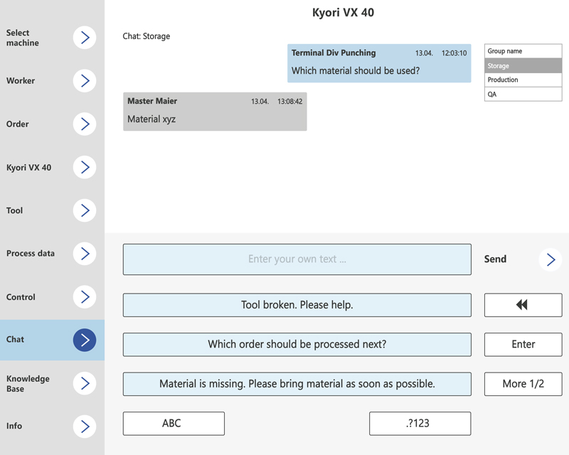 EMC Chat at the machine terminal