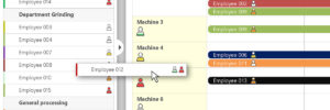 Assign employees by drag and drop to the machine