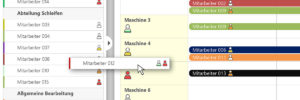 Mitarbeiter per Drag & Drop auf die Maschine planen