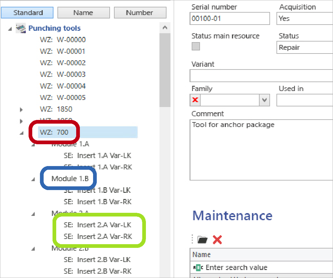 Tool master data Tool master data