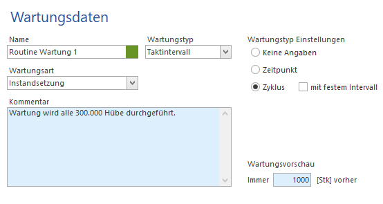 Wartungen und Zyklen definieren Wartungen und Zyklen definieren