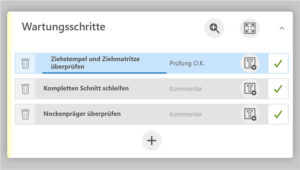 Wartungsschritte in der Checkliste einfach abhaken